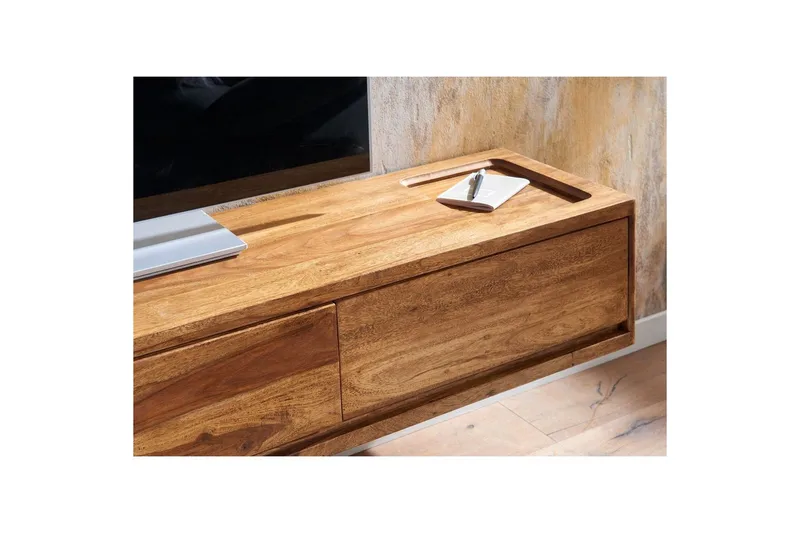 Lowboard Wohnling Massivt trä hängande med 3 lådor lantlig stil - Möbler - Vardagsrum - Tv-möbler & mediamöbler - Tv-hylla