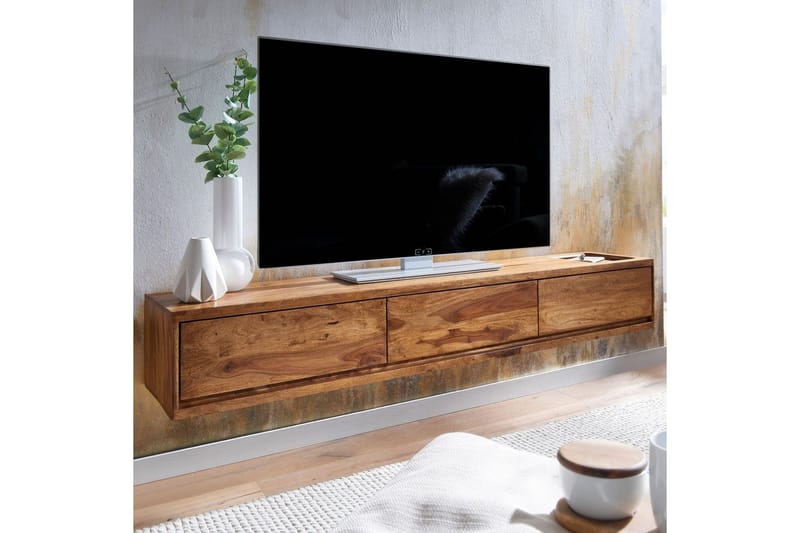 Lowboard Wohnling Massivt trä hängande med 3 lådor lantlig stil - Möbler - Vardagsrum - Tv-möbler & mediamöbler - Tv-väggfästen & mediastativ - Tv stativ & väggfästen