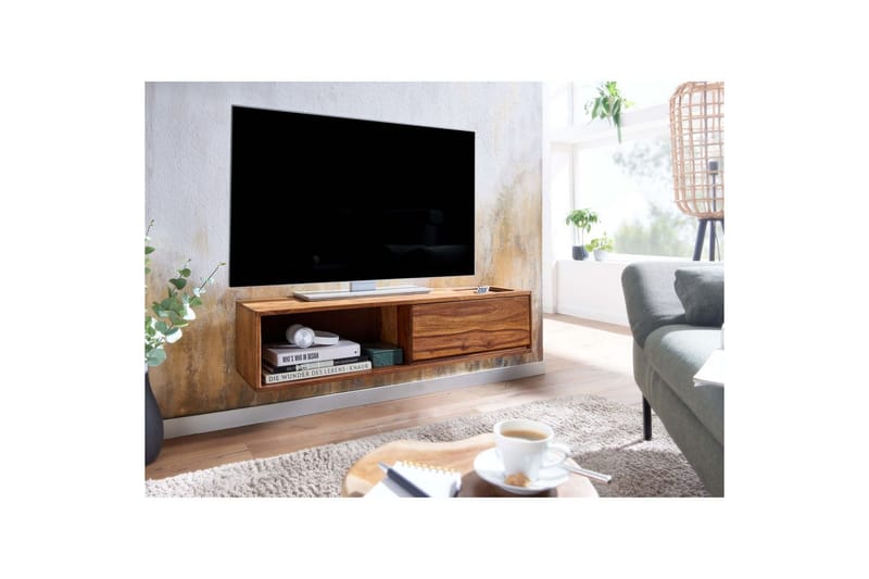 Lowboard Wohnling Massivt trä hängande med en låda lantligt stil - Möbler - Vardagsrum - Tv-möbler & mediamöbler - Tv-väggfästen & mediastativ - Tv stativ & väggfästen