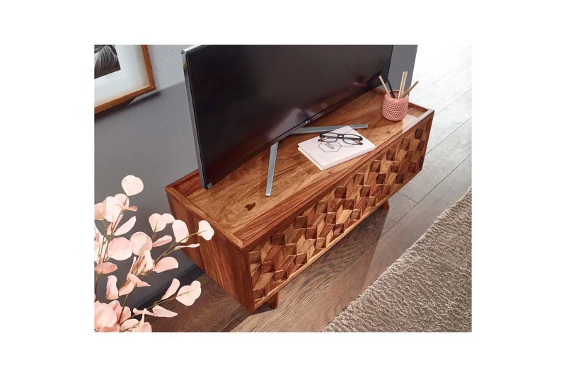 Lowboard Wohnling Massivt trä med förvaring 1 klafflucka trälben lantligt - Möbler - Vardagsrum - Tv-möbler & mediamöbler - Tv-bänkar