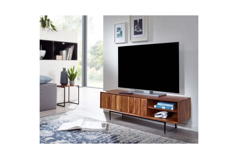 Lowboard Wohnling Massivt trä med förvaring 2 dörrar tryck för att öppna lantligt - Möbler - Vardagsrum - Tv-möbler & mediamöbler - Tv-väggfästen & mediastativ - Tv stativ & väggfästen