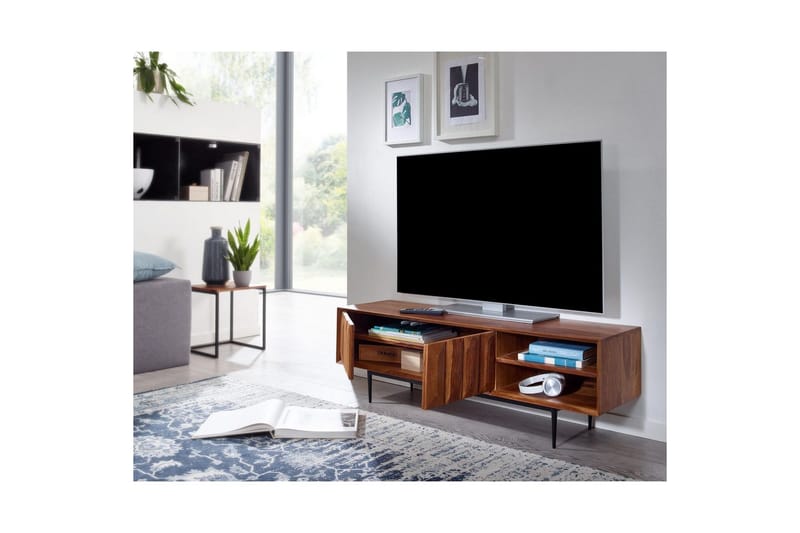 Lowboard Wohnling Massivt trä med förvaring 2 dörrar tryck för att öppna lantligt - Möbler - Vardagsrum - Tv-möbler & mediamöbler - Tv-väggfästen & mediastativ - Tv stativ & väggfästen