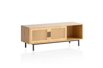 Lowboard Wohnling spånskiva folierad med 2 skjutdörrar, wienflät, modern stil Ek - Ek - Möbler - Vardagsrum - Tv-möbler & mediamöbler - Tv-bänkar