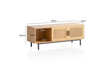 Lowboard Wohnling spånskiva folierad med 2 skjutdörrar, wienflät, modern stil Ek - Ek - Möbler - Vardagsrum - Tv-möbler & mediamöbler - Tv-bänkar