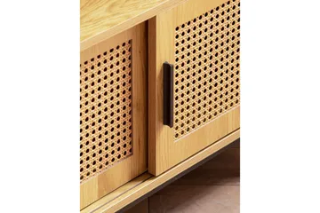 Lowboard Wohnling spånskiva folierad med 2 skjutdörrar, wienflät, modern stil Ek - Ek - Möbler - Vardagsrum - Tv-möbler & mediamöbler - Tv-bänkar