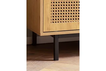 Lowboard Wohnling spånskiva folierad med 2 skjutdörrar, wienflät, modern stil Ek - Ek - Möbler - Vardagsrum - Tv-möbler & mediamöbler - Tv-bänkar