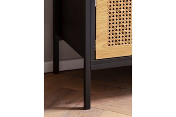 Lowboard Wohnling spånskiva folierad med 2 skjutdörrar, wienflät, modern stil Svart, Ek - Svart, Ek - Möbler - Vardagsrum - Tv-möbler & mediamöbler - Tv-bänkar