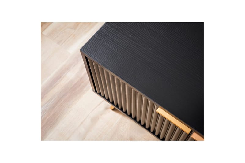 Lowboard Wohnling Spånskiva Svart Folierad med 2 Dörrar Förvaringsfack Modern - Möbler - Vardagsrum - Tv-möbler & mediamöbler - Tv-väggfästen & mediastativ - Tv stativ & väggfästen