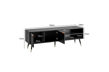 Lowboard Wohnling Spånskiva Svart Folierad med 2 Dörrar Förvaringsfack Modern - Möbler - Vardagsrum - Tv-möbler & mediamöbler - Tv-bänkar