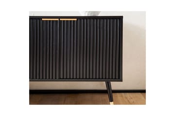 Lowboard Wohnling Spånskiva Svart Folierad med 2 Dörrar Modern Ek med Metallben - Möbler - Vardagsrum - Tv-möbler & mediamöbler - Tv-bänkar
