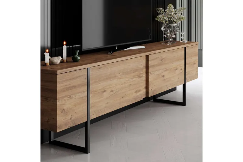 Luxe Tv-bänk 180 cm - Natur/Svart - Möbler - Vardagsrum - Tv-möbler & mediamöbler - Tv-bänkar