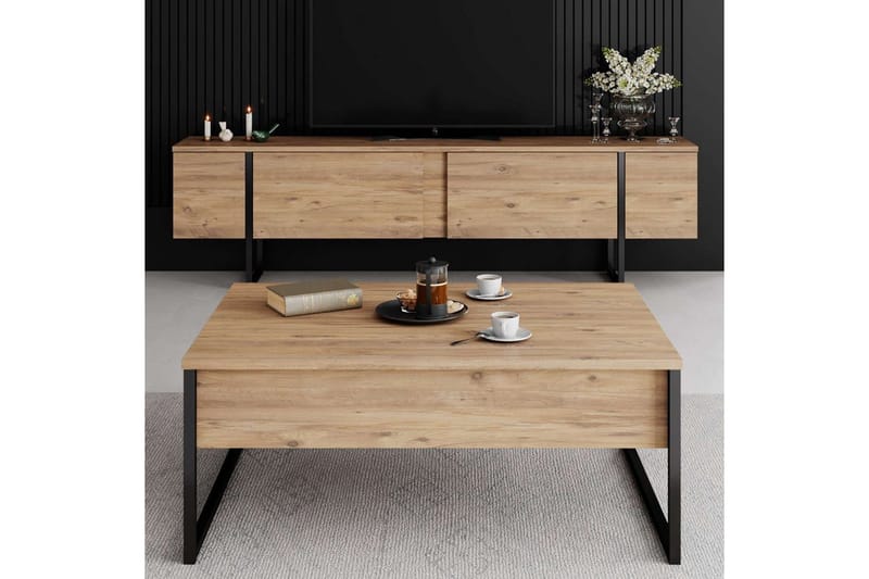 Luxe Tv-bänk 180 cm - Natur/Svart - Möbler - Vardagsrum - Tv-möbler & mediamöbler - Tv-bänkar