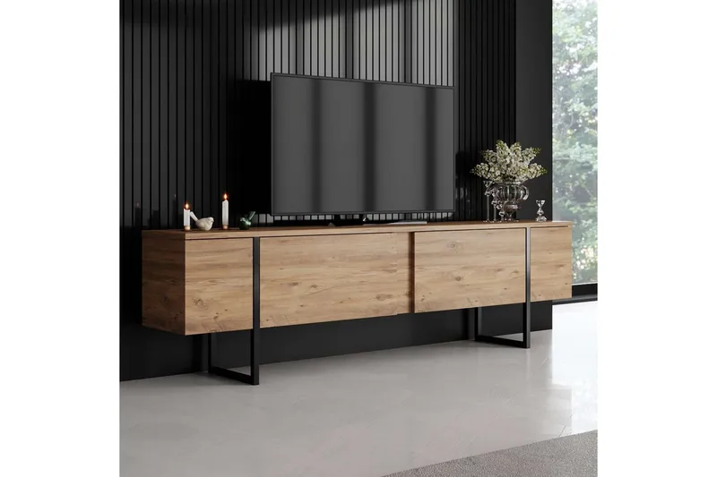 Luxe Tv-bänk 180 cm - Natur/Svart - Möbler - Vardagsrum - Tv-möbler & mediamöbler - Tv-bänkar