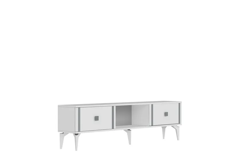 Male Tv-bänk 150 cm, Vit/Silver