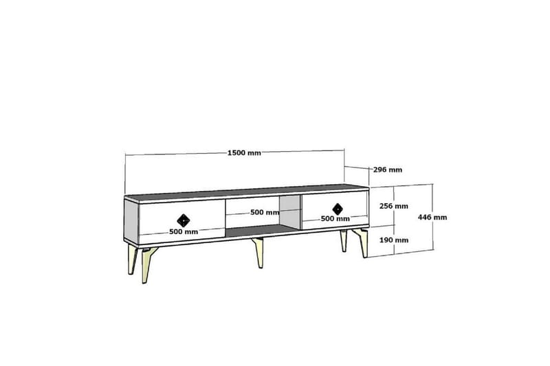 Male Tv-bänk 150 cm - Vit/Silver - Möbler - Vardagsrum - Tv-möbler & mediamöbler - Tv-bänkar