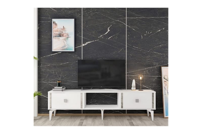 Male Tv-bänk 150 cm - Vit/Silver - Möbler - Vardagsrum - Tv-möbler & mediamöbler - Tv-bänkar
