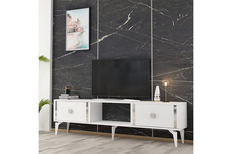 Male Tv-bänk 150 cm - Vit/Silver - Möbler - Vardagsrum - Tv-möbler & mediamöbler - Tv-bänkar
