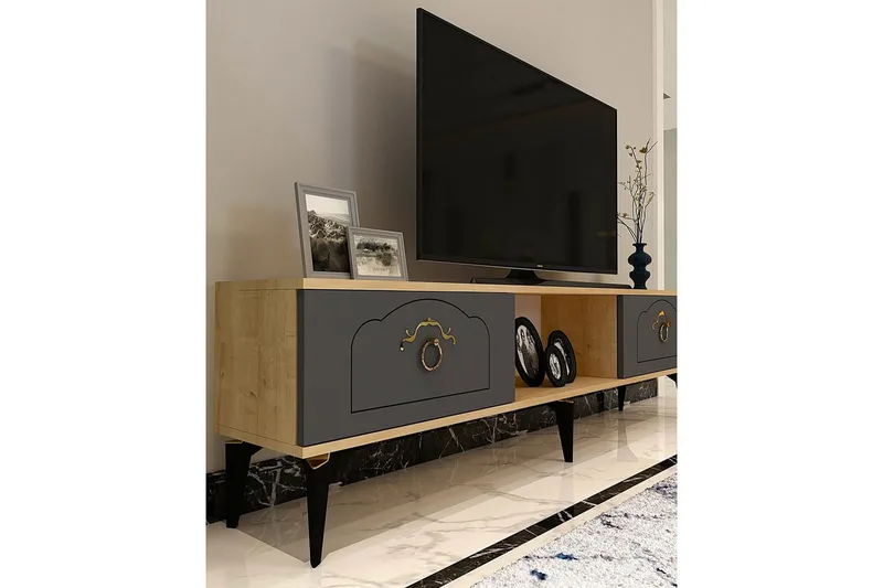 Maren Tv-bänk 150 cm - Ek/Antracit - Möbler - Vardagsrum - Tv-möbler & mediamöbler - Tv-bänkar
