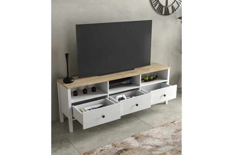 Marven Tv-bänk 160 cm - Natur/Vit - Möbler - Vardagsrum - Tv-möbler & mediamöbler - Tv-bänkar