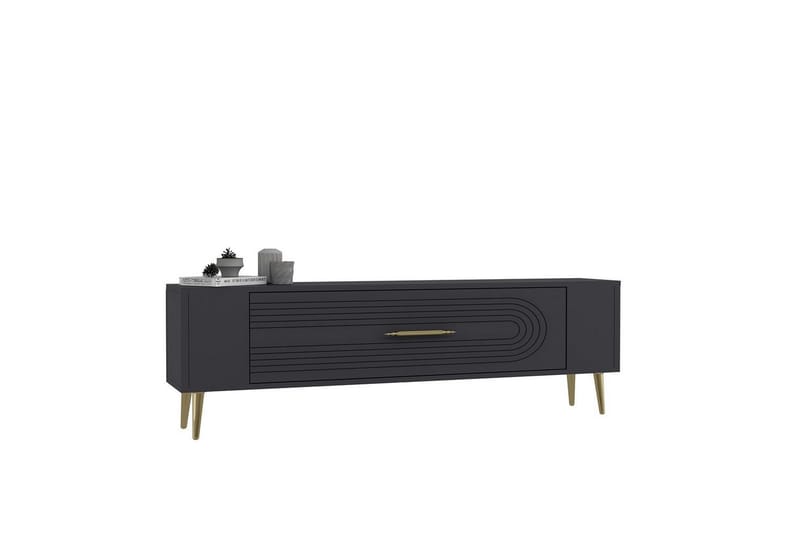 Mirel Tv-bänk 120 cm, Antracit/Guld