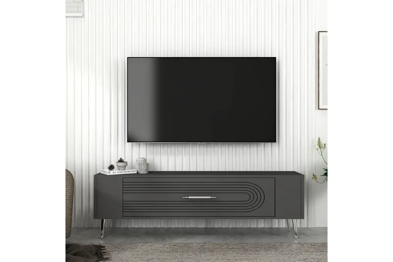 Mirel Tv-bänk 120 cm - Antracit/Silver - Möbler - Vardagsrum - Tv-möbler & mediamöbler - Tv-bänkar