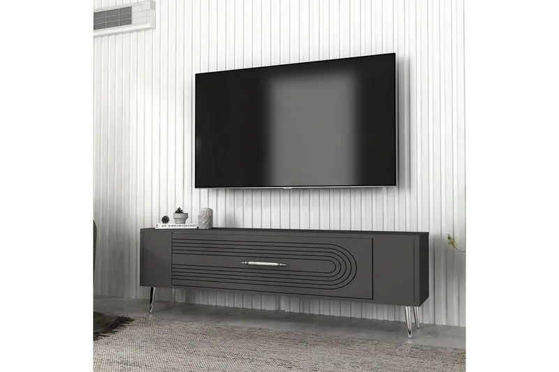 Mirel Tv-bänk 120 cm - Antracit/Silver - Möbler - Vardagsrum - Tv-möbler & mediamöbler - Tv-bänkar
