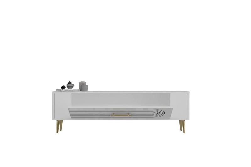 Mirel Tv-bänk 120 cm - Vit/Guld - Möbler - Vardagsrum - Tv-möbler & mediamöbler - Tv-bänkar