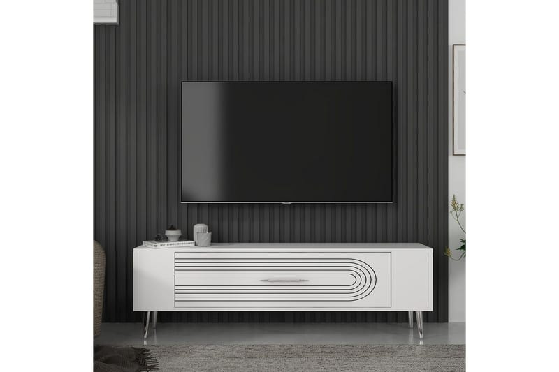 Mirel Tv-bänk 120 cm - Vit/Silver - Möbler - Vardagsrum - Tv-möbler & mediamöbler - Tv-bänkar