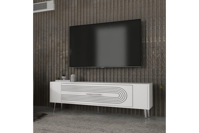 Mirel Tv-bänk 120 cm - Vit/Silver - Möbler - Vardagsrum - Tv-möbler & mediamöbler - Tv-bänkar