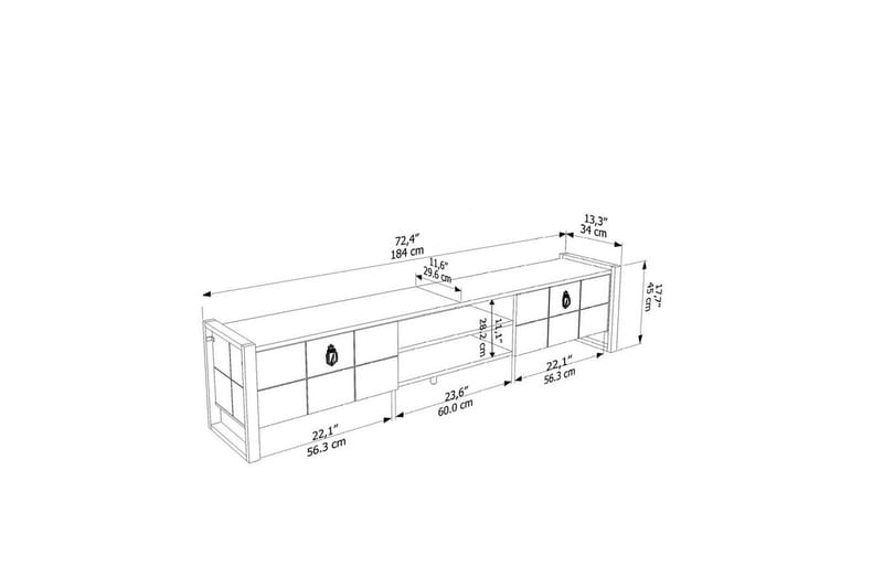 Munetaka Tv-bänk 184 cm - Antracit/Guld - Möbler - Vardagsrum - Tv-möbler & mediamöbler - Tv-bänkar