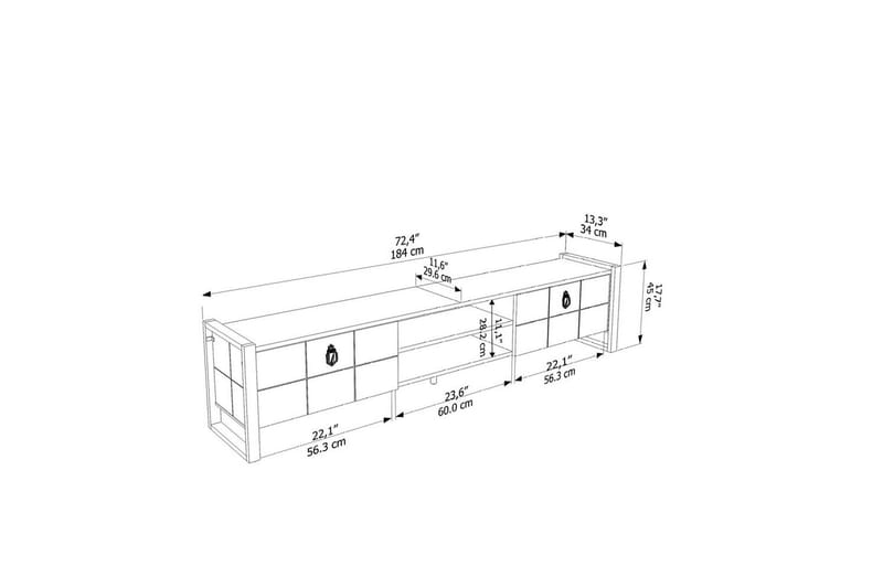 Munetaka Tv-bänk 184 cm - Ek/Svart - Möbler - Vardagsrum - Tv-möbler & mediamöbler - Tv-bänkar