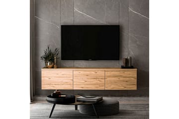 Neon Vägghängd TV Bänk 160 cm med Förvaring i Ljust Trä - Brun - Möbler - Vardagsrum - Tv-möbler & mediamöbler - Tv-bänkar