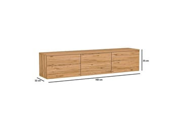 Neon Vägghängd TV Bänk 160 cm med Förvaring i Ljust Trä - Brun - Möbler - Vardagsrum - Tv-möbler & mediamöbler - Tv-bänkar