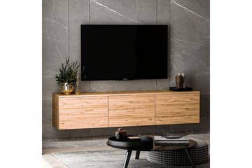 Neon Vägghängd TV Bänk 160 cm med Förvaring i Ljust Trä - Brun - Möbler - Vardagsrum - Tv-möbler & mediamöbler - Tv-bänkar