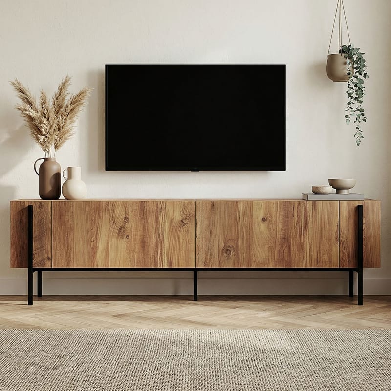 Nexus TV-bänk 180 cm - Atlantic Pine och svart - Möbler - Vardagsrum - Tv-möbler & mediamöbler - Tv-väggfästen & mediastativ - Tv stativ & väggfästen