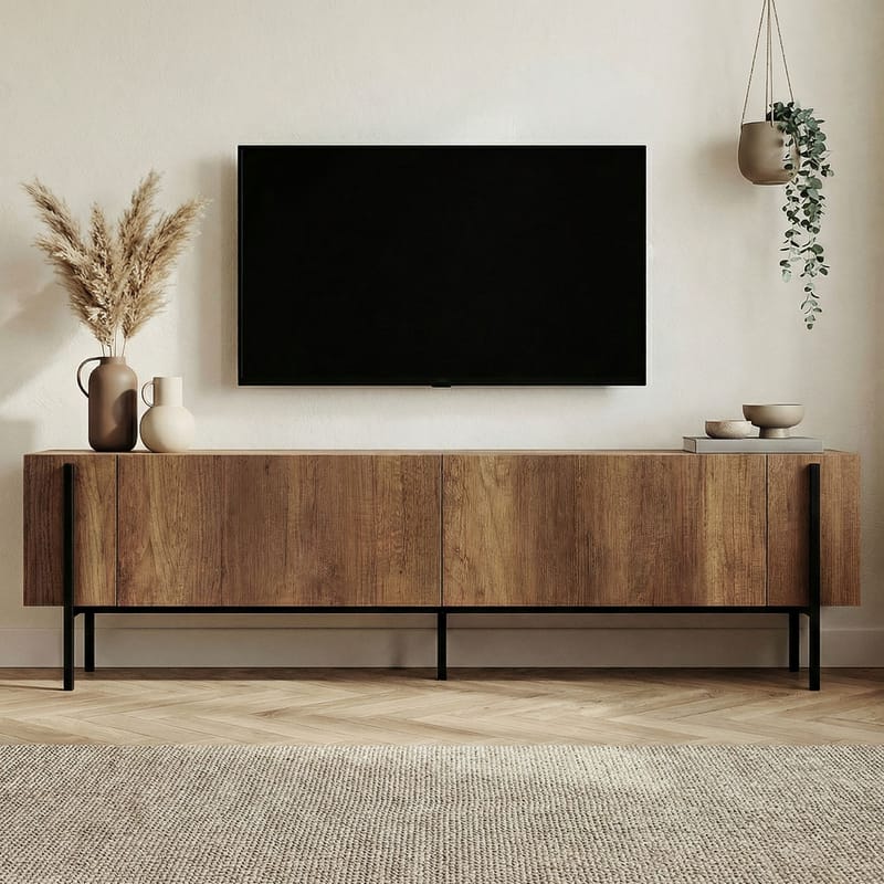 Nexus TV-bänk 180 cm - Barok valnöt och svart - Möbler - Vardagsrum - Tv-möbler & mediamöbler - Tv-väggfästen & mediastativ - Tv stativ & väggfästen