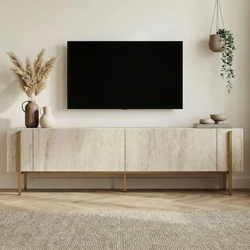 Nexus TV-bänk 180 cm - Travertin/guld - Möbler - Vardagsrum - Tv-möbler & mediamöbler - Tv-bänkar