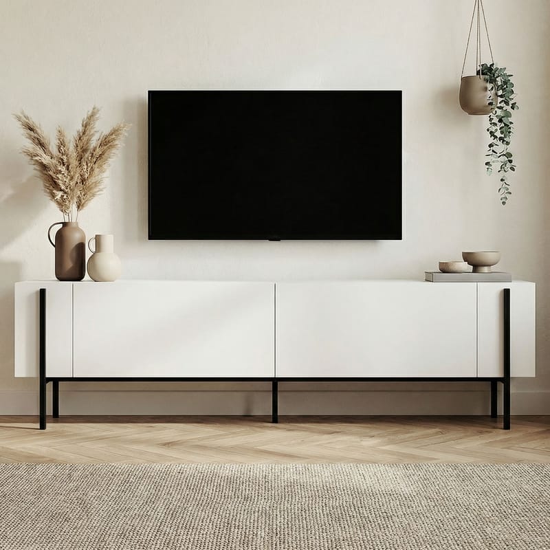 Nexus TV-bänk 180 cm - Wood Black och Black - Möbler - Vardagsrum - Tv-möbler & mediamöbler - Tv-väggfästen & mediastativ - Tv stativ & väggfästen