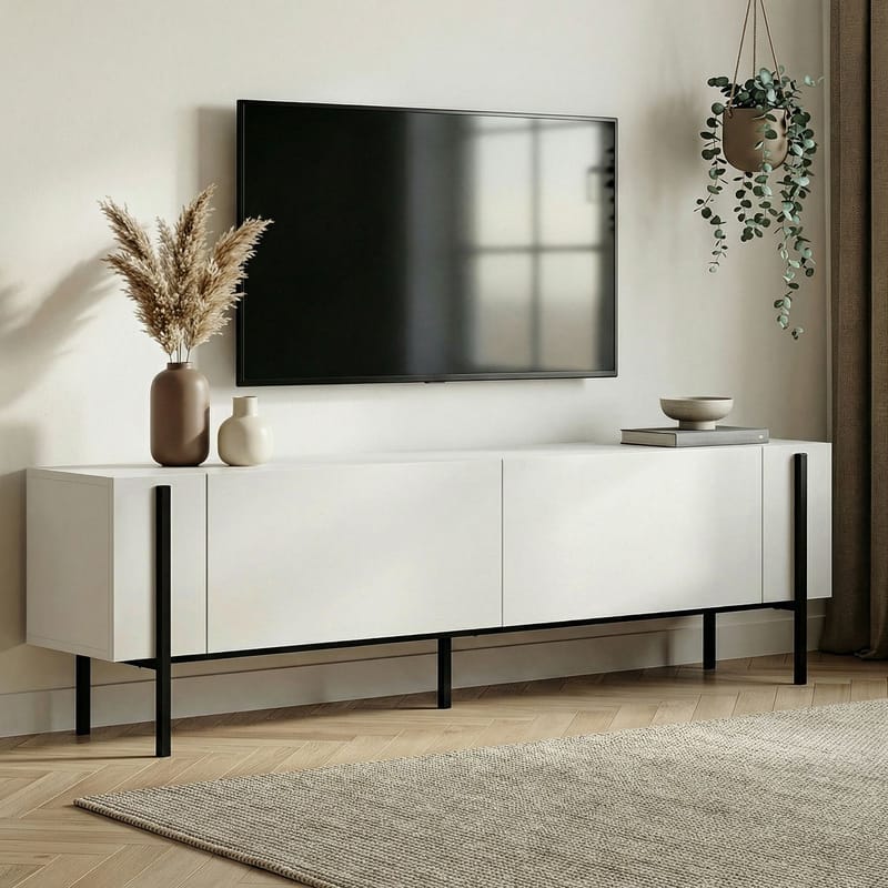 Nexus TV-bänk 180 cm - Wood Black och Black - Möbler - Vardagsrum - Tv-möbler & mediamöbler - Tv-väggfästen & mediastativ - Tv stativ & väggfästen