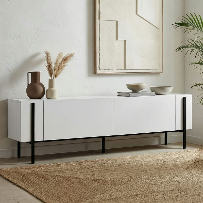 Nexus TV-bänk 180 cm - Wood Black och Black - Möbler - Vardagsrum - Tv-möbler & mediamöbler - Tv-väggfästen & mediastativ - Tv stativ & väggfästen