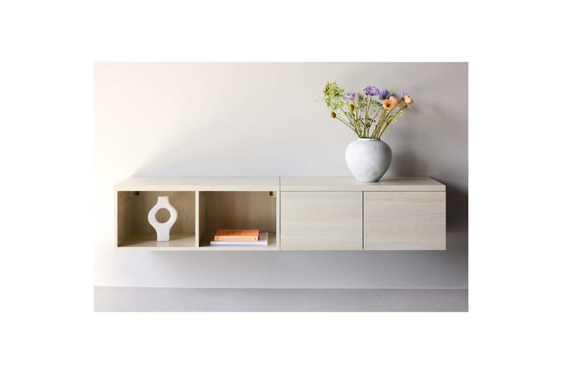 Nomi Vägghängd Tv Bänk 180 cm med Förvaring i Ljust Trä - Beige - Möbler - Vardagsrum - Tv-möbler & mediamöbler - Tv-bänkar