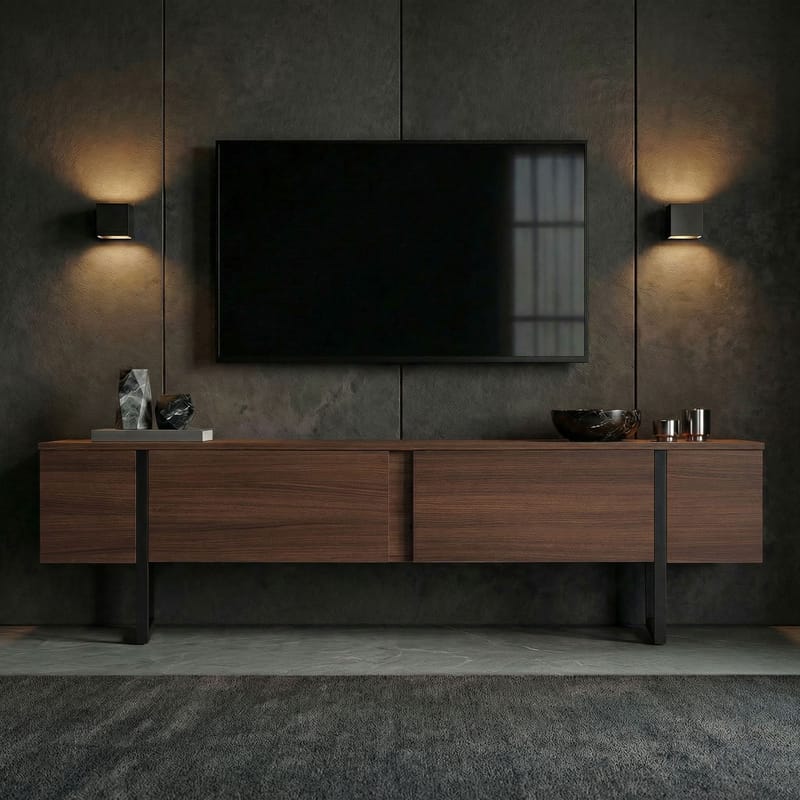 Nopira TV-bänk 180 cm - Valnöt och svart - Möbler - Vardagsrum - Tv-möbler & mediamöbler - Tv-väggfästen & mediastativ - Tv stativ & väggfästen