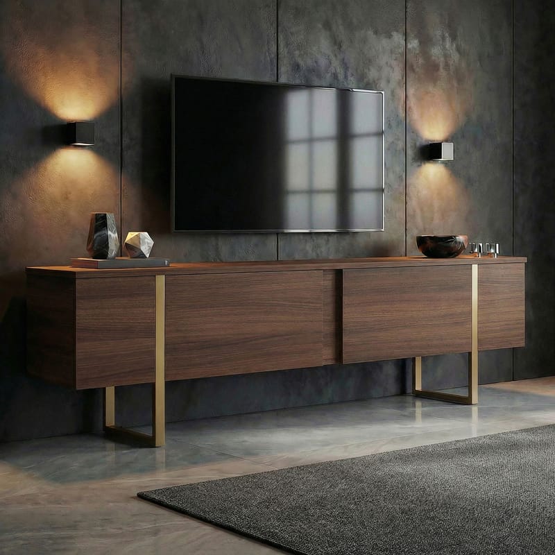 Nopira TV-bänk 180 cm - Valnöt/guld - Möbler - Vardagsrum - Tv-möbler & mediamöbler - Tv-bänkar