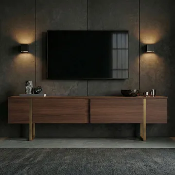 Nopira TV-bänk 180 cm - Valnöt/guld - Möbler - Vardagsrum - Tv-möbler & mediamöbler - Tv-bänkar