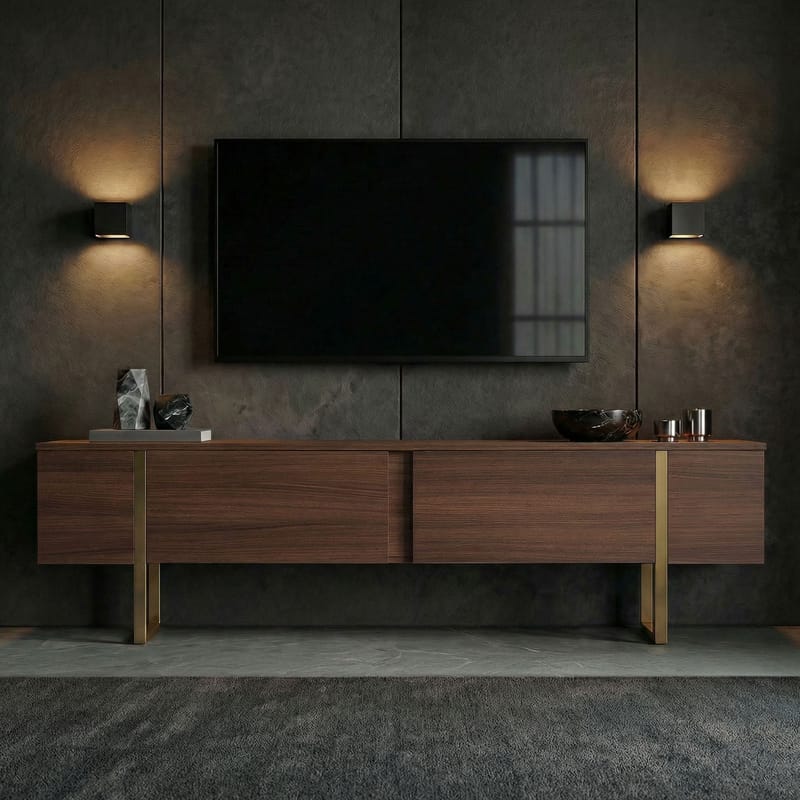 Nopira TV-bänk 180 cm - Valnöt/guld - Möbler - Vardagsrum - Tv-möbler & mediamöbler - Tv-bänkar