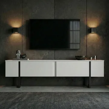 Nopira TV-bänk 180 cm - Vit och svart - Möbler - Vardagsrum - Tv-möbler & mediamöbler - Tv-bänkar