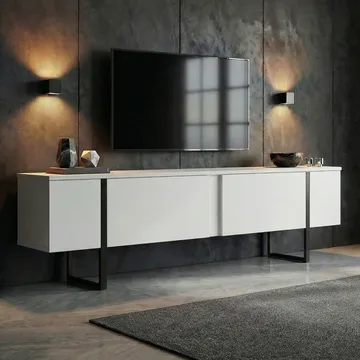 Nopira TV-bänk 180 cm - Vit och svart - Möbler - Vardagsrum - Tv-möbler & mediamöbler - Tv-bänkar