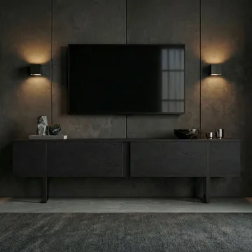 Nopira TV-bänk 180 cm - Wood Black och Black - Möbler - Vardagsrum - Tv-möbler & mediamöbler - Tv-bänkar