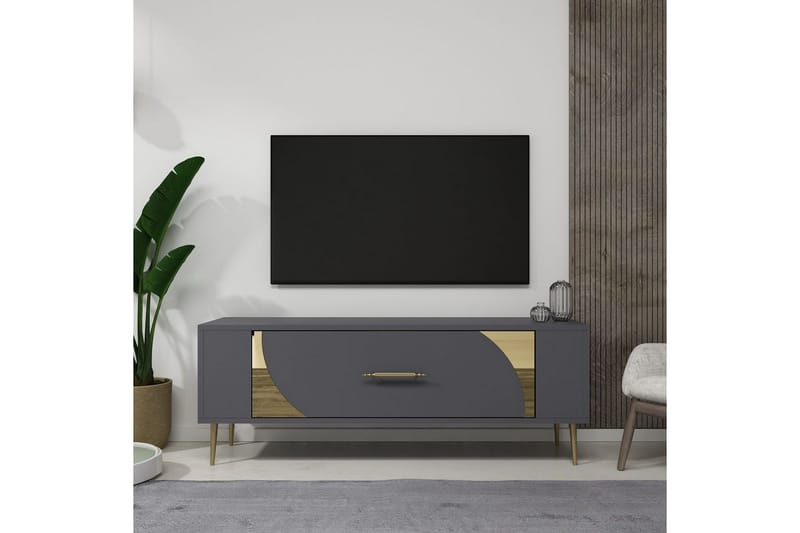 Olyra Tv-bänk 120 cm - Antracit/Guld - Möbler - Vardagsrum - Tv-möbler & mediamöbler - Tv-bänkar