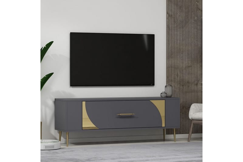 Olyra Tv-bänk 120 cm - Antracit/Guld - Möbler - Vardagsrum - Tv-möbler & mediamöbler - Tv-bänkar